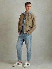 Reiss Airforce Blue Emmett Leather Suede Running Trainers - Image 2 of 5