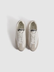 Reiss Off White Emmett Leather Suede Running Trainers - Image 3 of 5