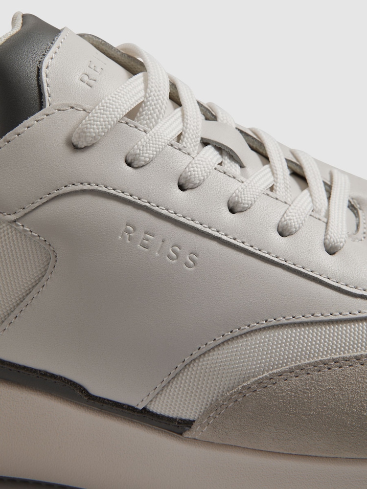 Reiss Off White Emmett Leather Suede Running Trainers - Image 5 of 5