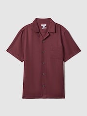 Reiss Brick Red Tokyo Cuban Collar Button-Through Shirt - Image 2 of 5