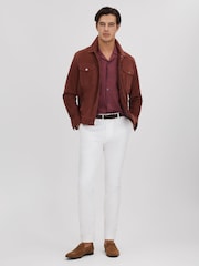Reiss Brick Red Tokyo Cuban Collar Button-Through Shirt - Image 3 of 5