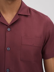 Reiss Brick Red Tokyo Cuban Collar Button-Through Shirt - Image 4 of 5