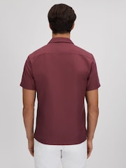 Reiss Brick Red Tokyo Cuban Collar Button-Through Shirt - Image 5 of 5