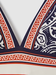 Reiss Navy/Red Monica Printed Tie Back Swimsuit - Image 4 of 5