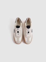 Reiss White/Black Casper Leather Colourblock Running Trainers - Image 3 of 5