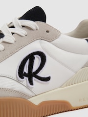 Reiss White/Black Casper Leather Colourblock Running Trainers - Image 5 of 5