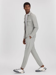 Reiss Grey/White Casper Leather Colourblock Running Trainers - Image 2 of 5