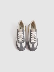 Reiss Grey/White Casper Leather Colourblock Running Trainers - Image 3 of 5