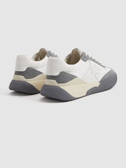 Reiss Grey/White Casper Leather Colourblock Running Trainers - Image 4 of 5