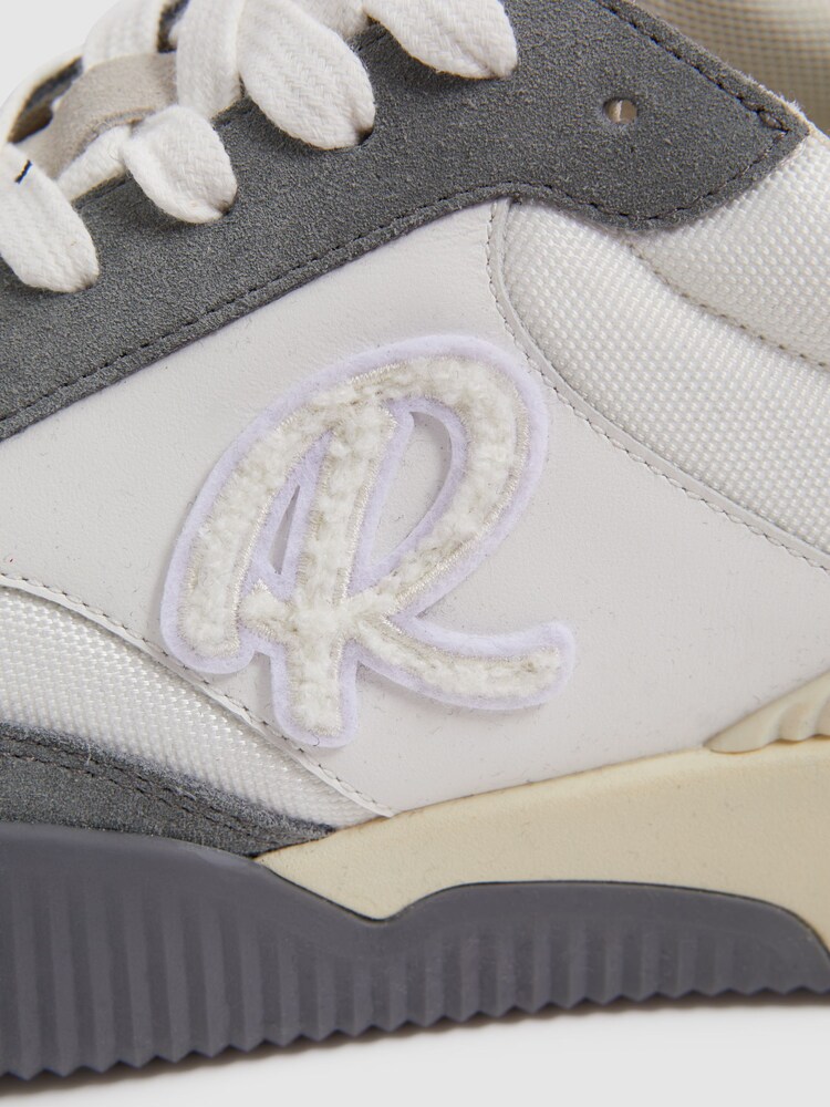Reiss Grey/White Casper Leather Colourblock Running Trainers - Image 5 of 5