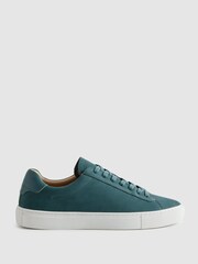 Reiss Seafoam Finley Nubuck Leather Lace-Up Trainers - Image 1 of 5
