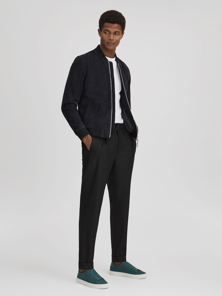 Reiss Seafoam Finley Nubuck Leather Lace-Up Trainers - Image 2 of 5 Reiss Seafoam Finley Nubuck Leather Lace-Up Trainers - Image 2 of 5