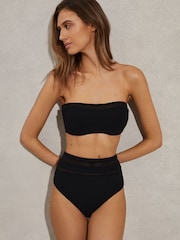 Reiss Black Jemma High Rise Mesh Bikini Bottoms - Image 1 of 5