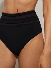 Reiss Black Jemma High Rise Mesh Bikini Bottoms - Image 3 of 5