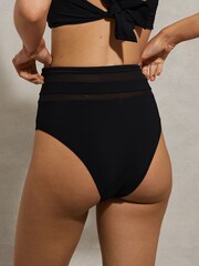 Reiss Black Jemma High Rise Mesh Bikini Bottoms - Image 4 of 5