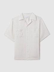 Reiss White/Navy Anchor Boxy Fit Striped Shirt - Image 2 of 6