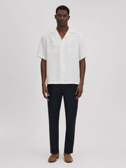 Reiss White/Navy Anchor Boxy Fit Striped Shirt - Image 3 of 6