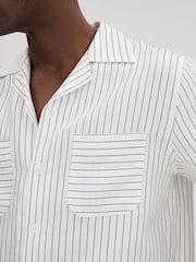 Reiss White/Navy Anchor Boxy Fit Striped Shirt - Image 4 of 6