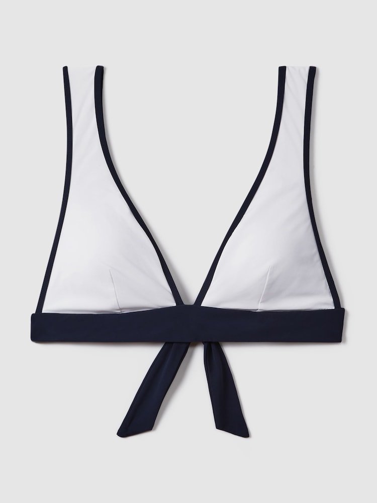 Reiss Navy/White Jessica Wide Strap Bikini Top - Image 2 of 5