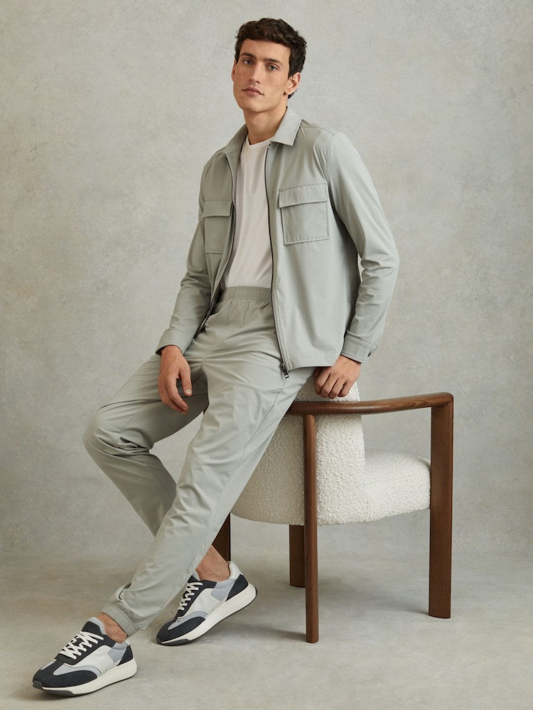 Reiss Grey Mix Emmett Leather Suede Running Trainers - Image 2 of 5