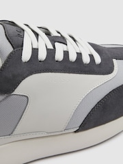 Reiss Grey Mix Emmett Leather Suede Running Trainers - Image 5 of 5