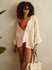 Reiss Red Aubrey Underwired Tie Back Bikini Top - Image 1 of 6