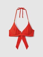 Reiss Red Aubrey Underwired Tie Back Bikini Top - Image 2 of 6