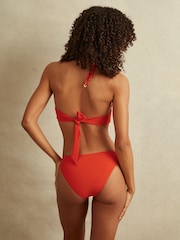 Reiss Red Aubrey Underwired Tie Back Bikini Top - Image 5 of 6