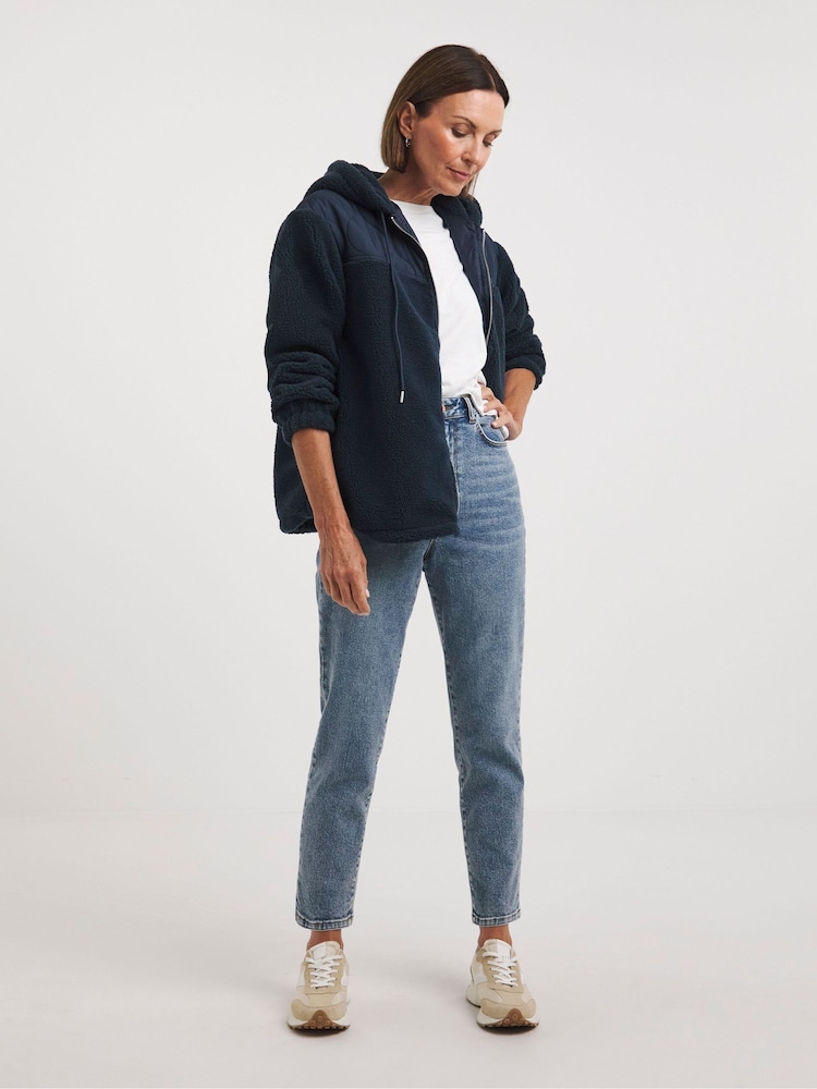 JD Williams Blue Hybrid Zip Through Pullover Hoodie - Image 1 of 3