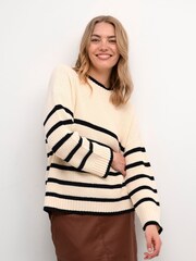 Cream Muka Chunky Rib Knit Pullover Cream Jumper - Image 1 of 5