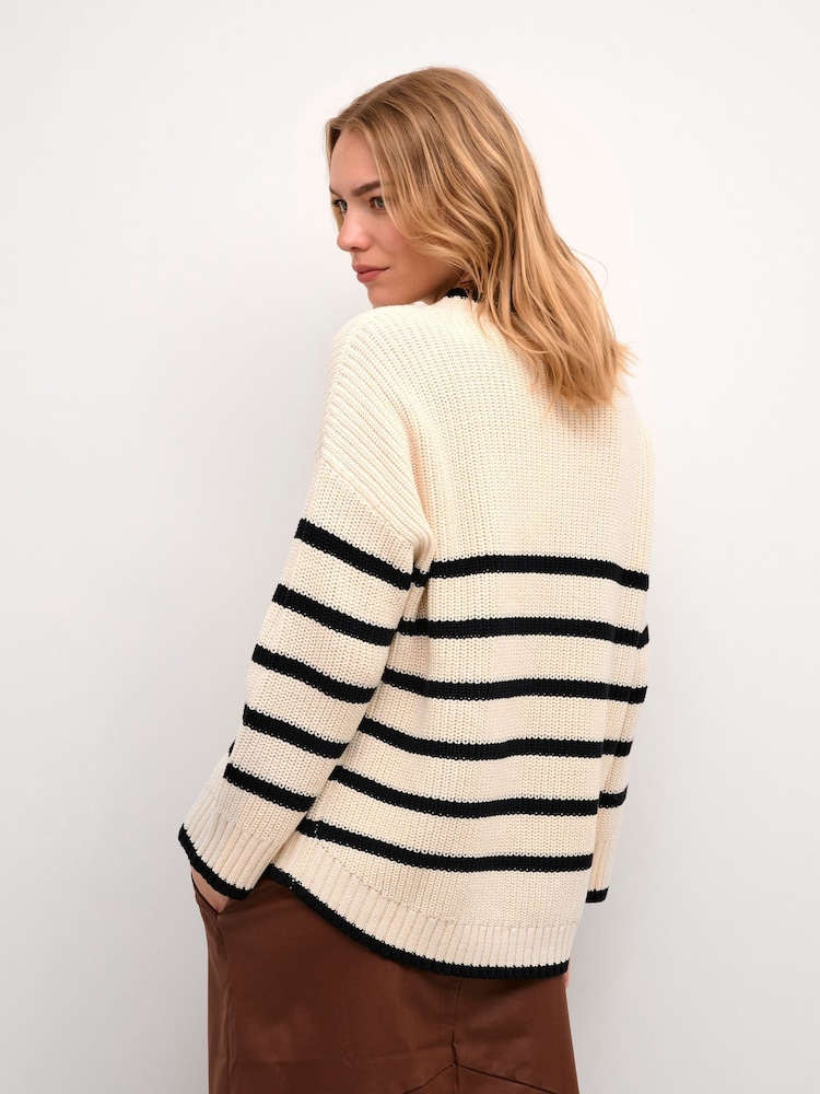 Cream Muka Chunky Rib Knit Pullover Cream Jumper - Image 2 of 5 Cream Muka Chunky Rib Knit Pullover Cream Jumper - Image 2 of 5