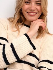 Cream Muka Chunky Rib Knit Pullover Cream Jumper - Image 4 of 5