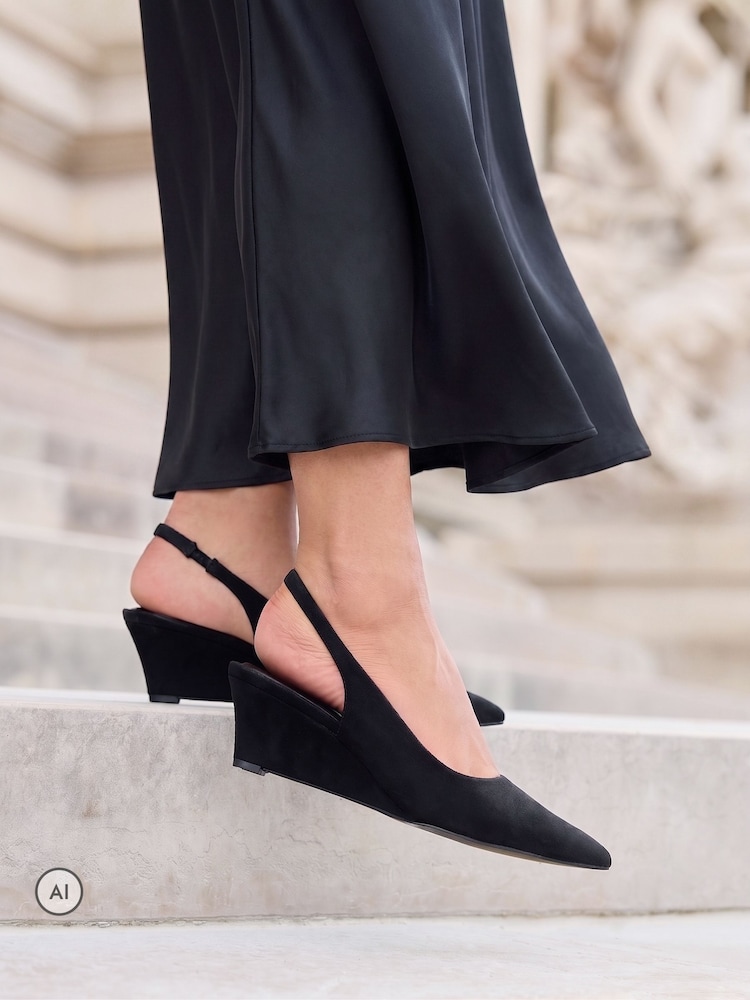 Linzi Black Janelle Wedge Court Heels - Image 1 of 5 Linzi Black Janelle Wedge Court Heels - Image 1 of 5