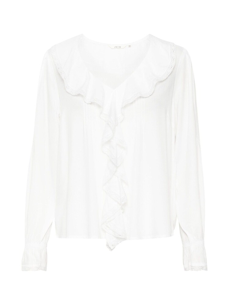 Cream Hania V-Neck Pilgrim Collar White Blouse - Image 2 of 3