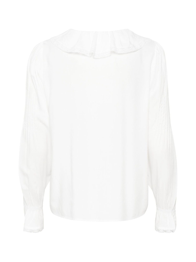 Cream Hania V-Neck Pilgrim Collar White Blouse - Image 3 of 3