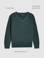 Green Knitted V-Neck School Jumper (3-16yrs) - Image 3 of 7
