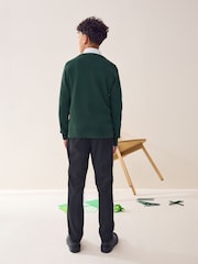 Green Knitted V-Neck School Jumper (3-16yrs) - Image 4 of 7