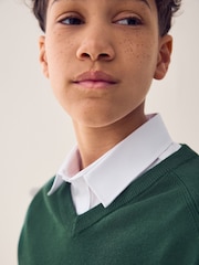 Green Knitted V-Neck School Jumper (3-16yrs) - Image 6 of 7