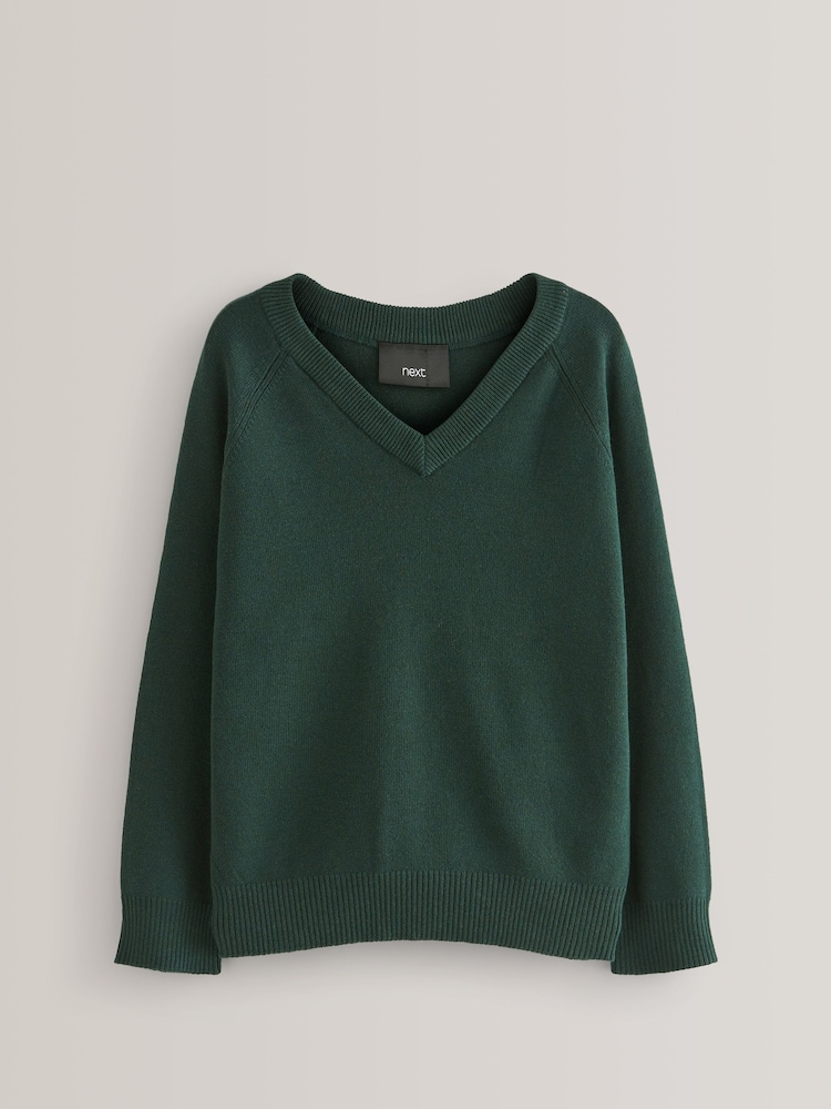 Green Knitted V-Neck School Jumper (3-16yrs) - Image 7 of 7