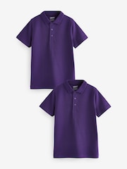 Purple Regular Fit Cotton School Short Sleeve 100% Cotton Polo Shirts 2 Pack (3-16yrs) - Image 1 of 4