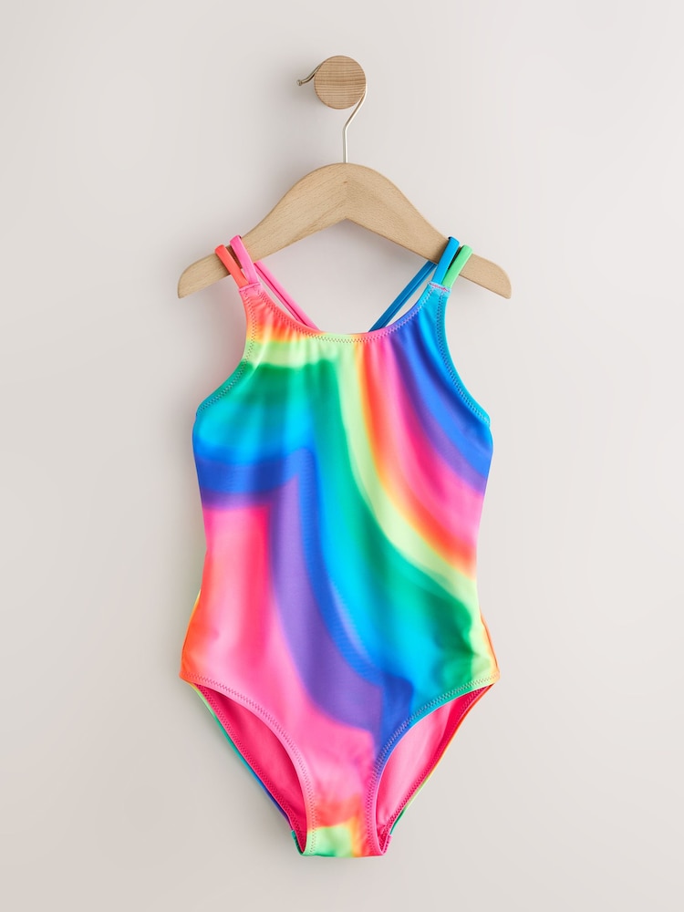 Bright Rainbow Double Strap Swimsuit (3-16yrs) - Image 1 of 4 Bright Rainbow Double Strap Swimsuit (3-16yrs) - Image 1 of 4