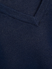Navy Blue Knitted V-Neck School Jumper (3-16yrs) - Image 7 of 7