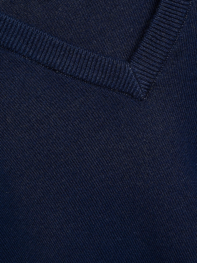 Navy Blue Knitted V-Neck School Jumper (3-16yrs) - Image 7 of 7