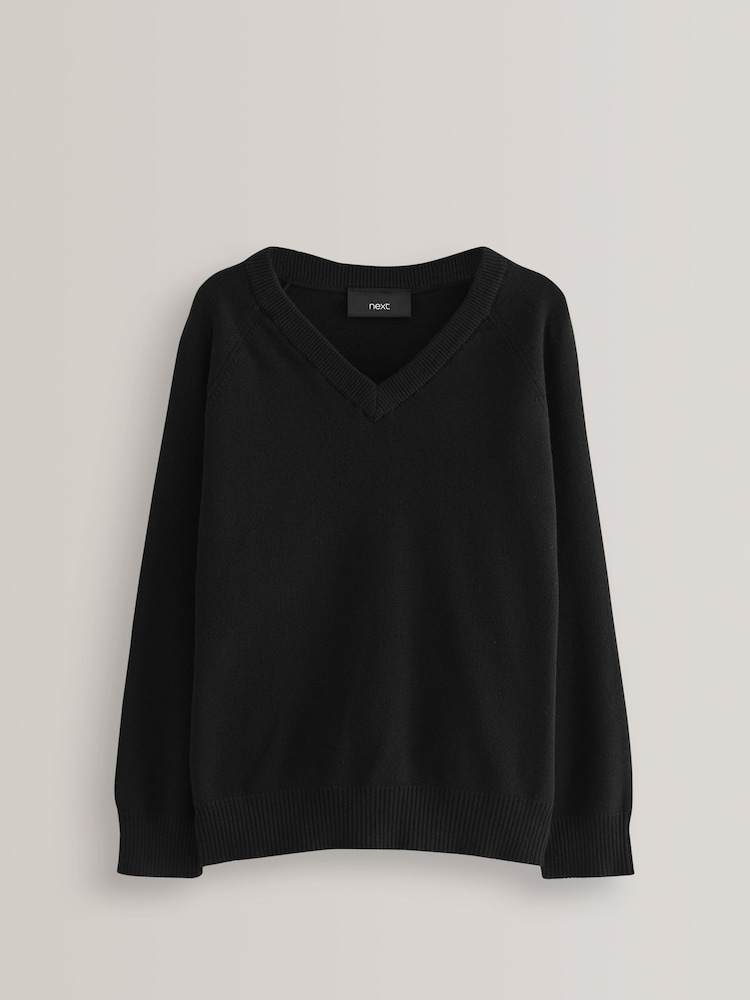 Black Knitted V-Neck School Jumper (3-16yrs) - Image 1 of 6