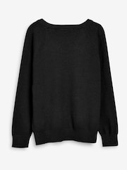 Black Knitted V-Neck School Jumper (3-16yrs) - Image 2 of 6