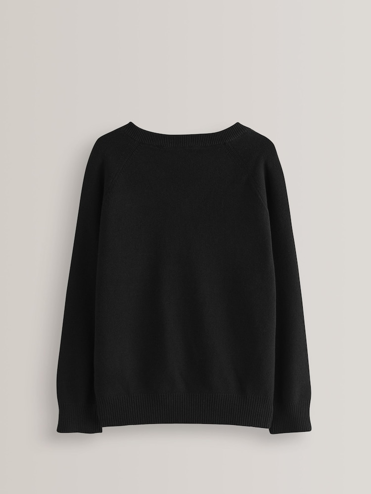 Black Knitted V-Neck School Jumper (3-16yrs) - Image 2 of 6