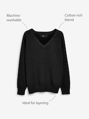 Black Knitted V-Neck School Jumper (3-16yrs) - Image 3 of 6
