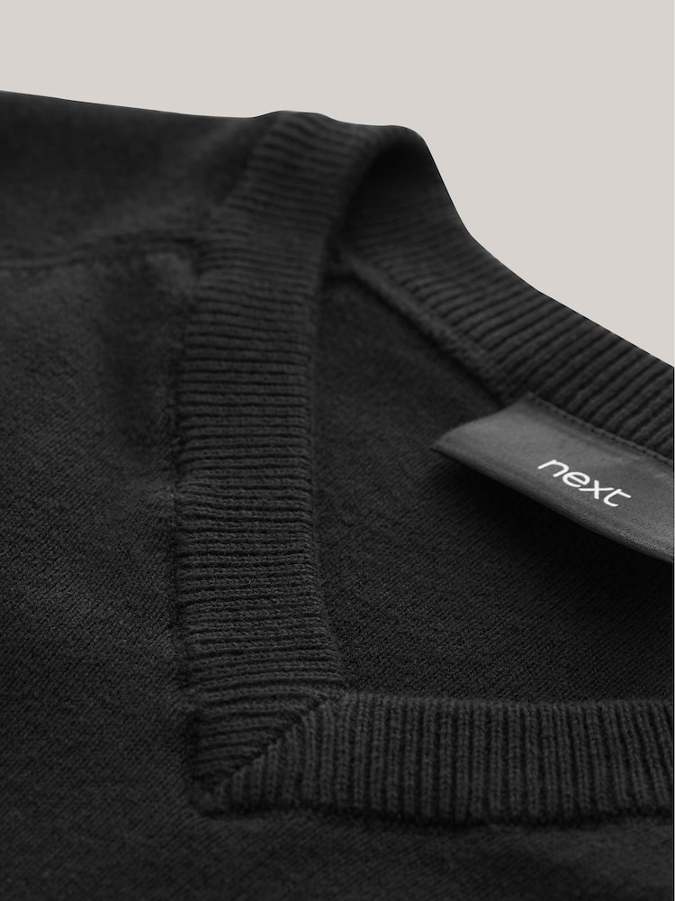 Black Knitted V-Neck School Jumper (3-16yrs) - Image 3 of 6