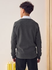 Grey Knitted V-Neck School Jumper (3-16yrs) - Image 4 of 4
