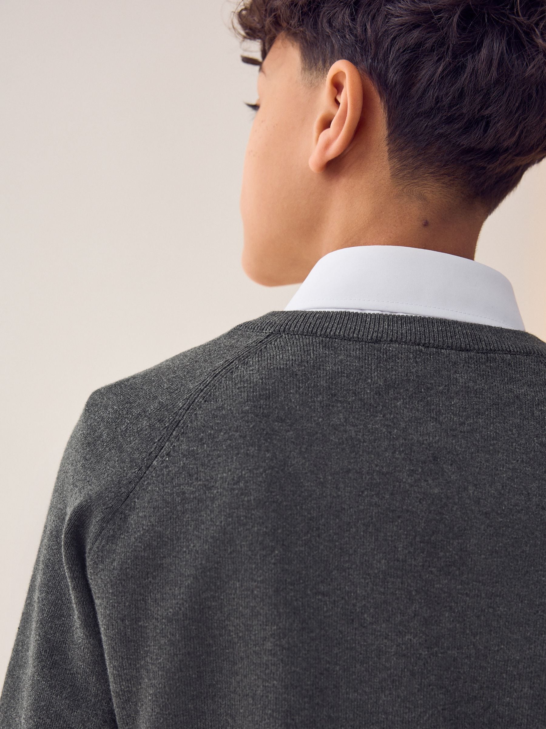 Buy Charcoal Grey Knitted V-Neck School Jumper (3-16yrs) from Next USA